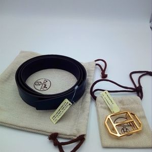 Hermes men's reversible leather belt with buckle